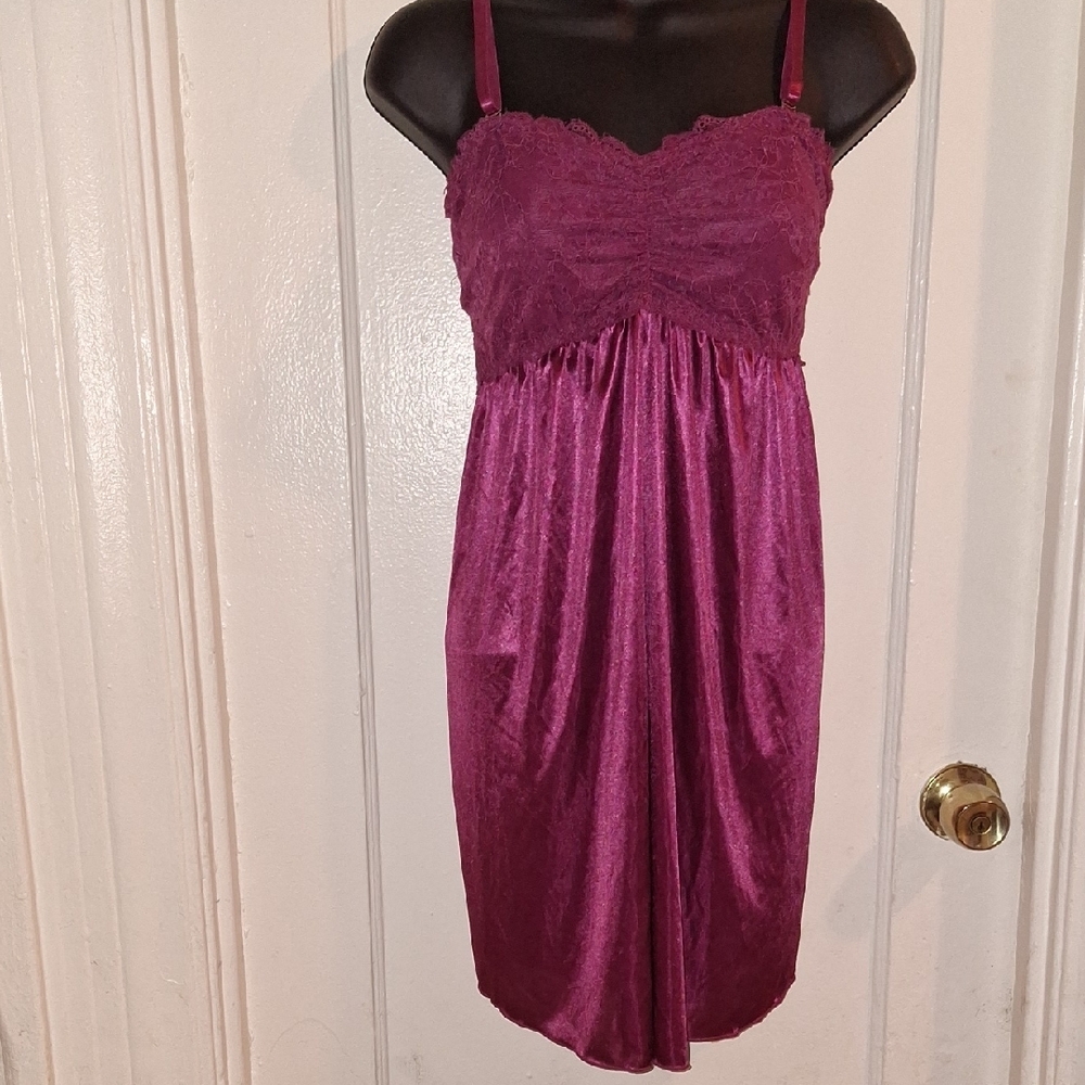 Trac Purple Chemise with Silky Draping and Empire Waist